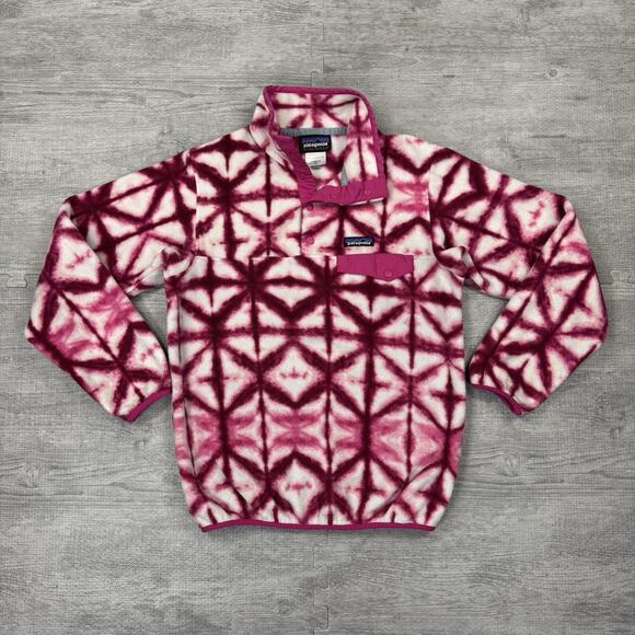 Patagonia Synchilla Snap T Fleece Pullover Women XS Pink Shibori Diamond Dancer - Picture 1 of 8